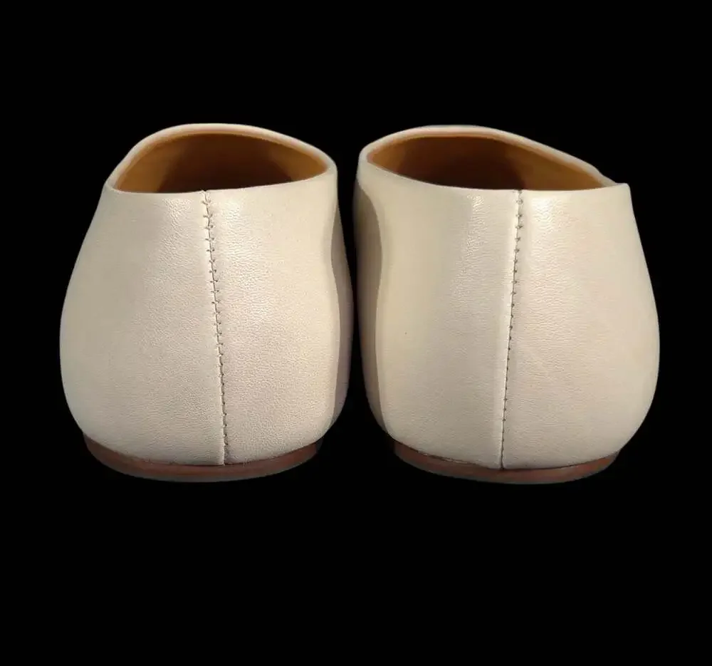 The Row Square Toe Pump US 9 EU 39 Off White Leather Flat Ballet Slipper $990